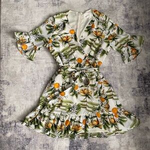 Lost + Wander Limonada Ruffled Mini dress citrus L